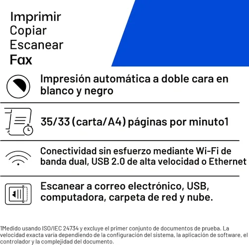 Vista 2 de HP LaserJet Pro MFP 3101fdw Impresora láser inalámbrica en blanco y negro todo en uno, escáner, fotocopiadora, fax, ideal para la oficina (3G628F)