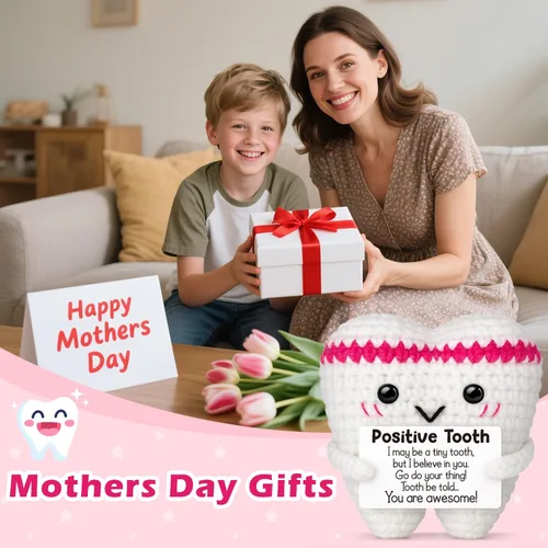 Vista 3 de Regalo de dientes de ganchillo para el día del padre de parte de hija, hijo, esposa, regalo de jubilación positivo para enfermeras, adultos