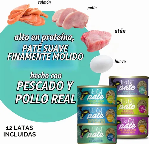 Vista 5 de Tiki Cat Luau - Alimento húmedo para gatos, paquete variado, latas de 2.8