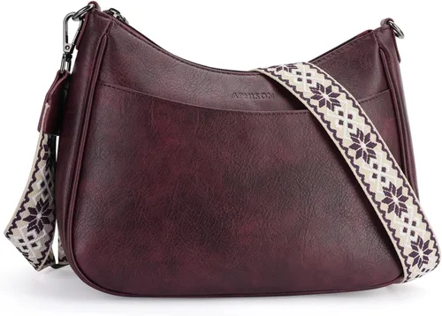 Vista 10 de APHISON Bolso cruzado de cuero moderno con correa ajustable, bolso de hombro para mujer