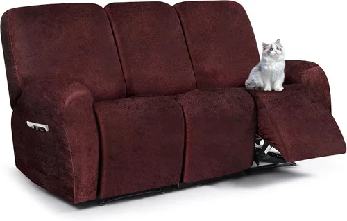 Vista 55 de ANARACHON Fundas para sillas reclinables con aspecto de cuero, funda elástica de 4 piezas, funda suave para silla reclinable, protector de muebles