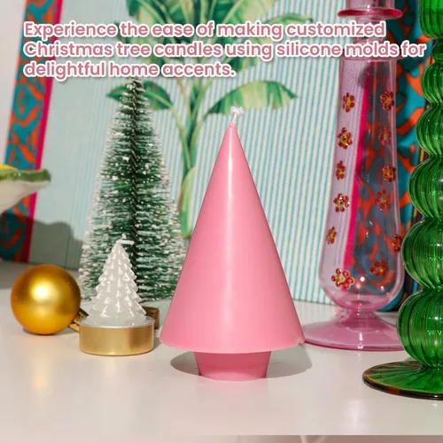 Vista 2 de Boowan Nicole Molde de vela de árbol de Navidad para suministros de fabricación de velas Decoración del hogar DIY (LZ0557)
