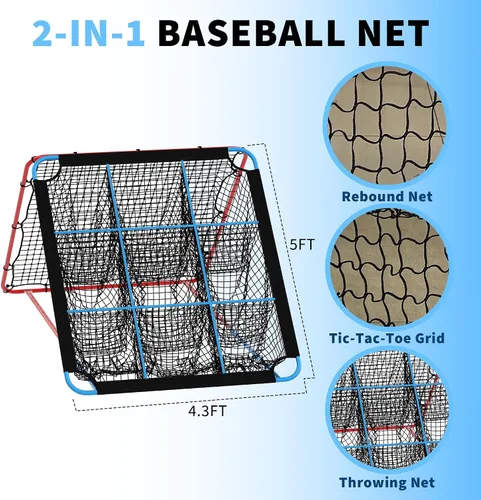 Vista 2 de 2-in-1 Baseball Pitching and Rebound Net, Trainer and Return Screen for Pitching Practice