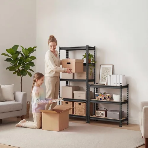 Vista 2 de VEVOR Storage Shelves, 5-Tier Adjustable, 2000 lbs Capacity, Heavy Duty Garage Storage Shelving Unit, Metal Utility Rack Shelf, for Kitchen Pantry