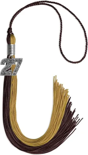 Vista 148 de Endea Graduation Borla de doble color con dije de plata brillante (negro/oro antiguo, 2025)
