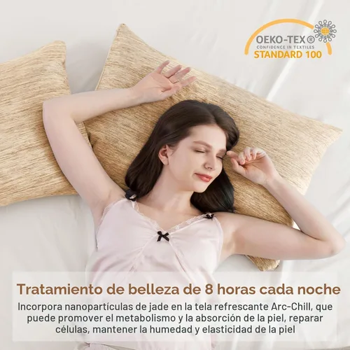 Vista 5 de Elegear Juego de 2 fundas de almohada refrescantes para personas que Beige