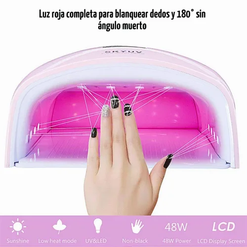 Vista 2 de Lámpara de uñas LED UV de secado más rápido, recargable de secado de esmalte de uñas, secador de uñas LED, sensor automático, luz profesional de Rosa