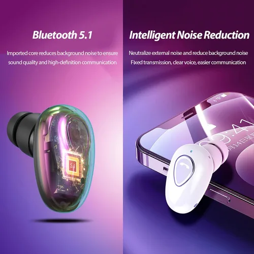 Vista 6 de Xmenha Mini auricular inalámbrico con Bluetooth único, auriculares invisibles, auriculares inalámbricos para orejas pequeñas, auricular Bluetooth
