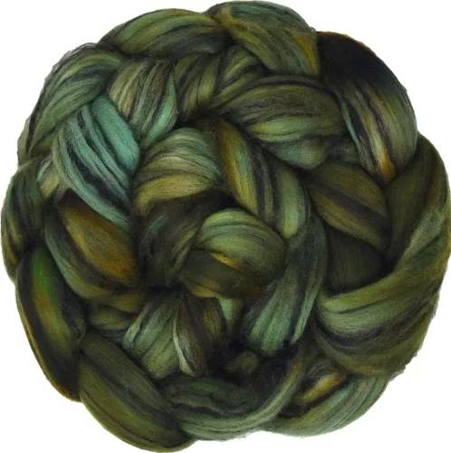 Vista 17 de Teñido a mano Superfino Merino Tencel Roving para hilar y fieltro. Albaricoque 1oz