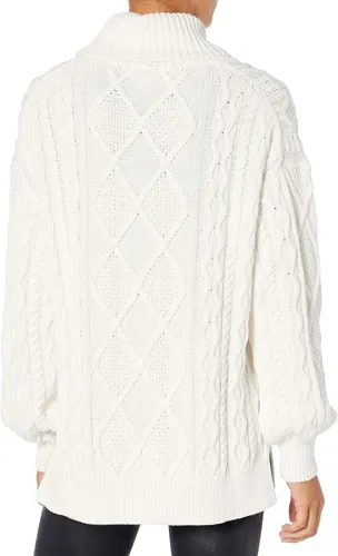 Vista 2 de The Drop Blanche - Suéter de cuello alto con abertura lateral para mujer
