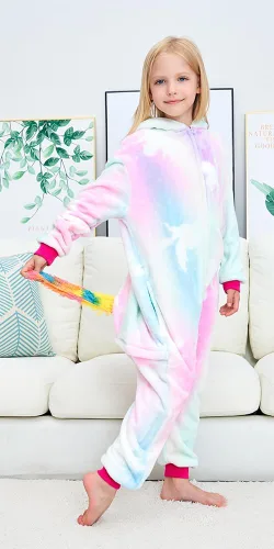 Vista 2 de Pijama unisex de unicornio para niños, disfraz de Halloween