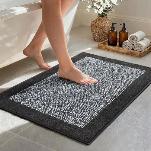 Vista 94 de Alfombras de baño de 17 x 24 pulgadas, antideslizantes, lavables, color gris, para bañera, tapete de baño para baño, tapete suave y absorbente