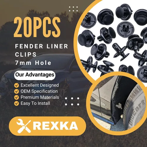 Vista 8 de Rexka 20 piezas de protector contra salpicaduras de motor Fender Liner tapa de maletero debajo de la cubierta clip de retención estilo empuje