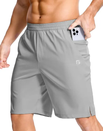 Vista 35 de GGJ Pantalones cortos deportivos ligeros para hombre con 2 bolsillos con cremallera de 7/5/9 pulgadas, pantalones cortos de tenis de secado rápido