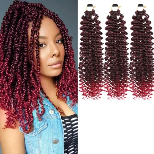 Vista 16 de 3 trenzas de ganchillo Passion Twist, cabello sintético preseparado para trenzar de 14 pulgadas, 3 paquetes de cabello trenzado pretrenzado