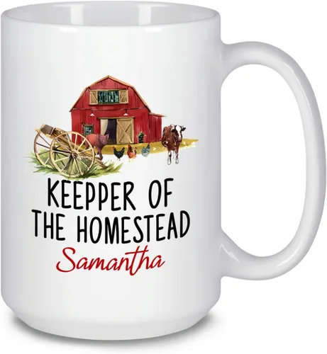 Vista 7 de Taza blanca personalizada de agricultura, tazas con texto en inglés "Farm House We May Not Have It All Togather", divertidas tazas de café agrícolas