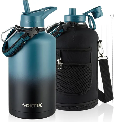 Vista 34 de COKTIK Botella de agua deportiva de 22 onzas, botella de agua de acero inoxidable para aislamiento térmico, botella de viaje reutilizable