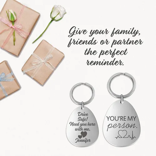 Vista 4 de Divoti Llavero de regalo para tu persona especial Padre, madre, abuelo, abuela, amigos de acero inoxidable quirúrgico