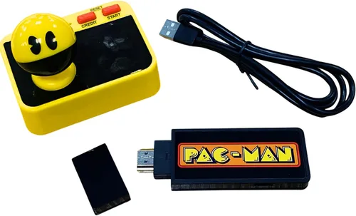 Vista 3 de Fizz Creations PAC-MAN Plug & Play. Retro Gaming Arcade Game. Wireless controller. HDMI cable included. Classic Pac Man Gameplay.