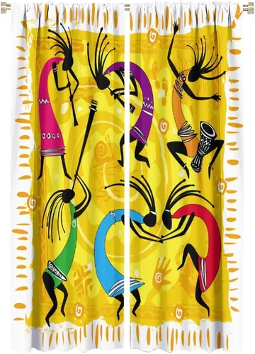Vista 41 de Kokopelli - Cortinas opacas para cocina, decoración de sala de estar, dormitorio, 21 x 45 pulgadas, 2 paneles