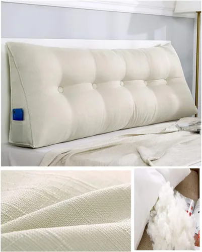 Vista 11 de Almohada triangular grande para cabecero de cuña de algodón suave y lino para sentarse en la cama, soporte de posicionamiento trasero, almohadas