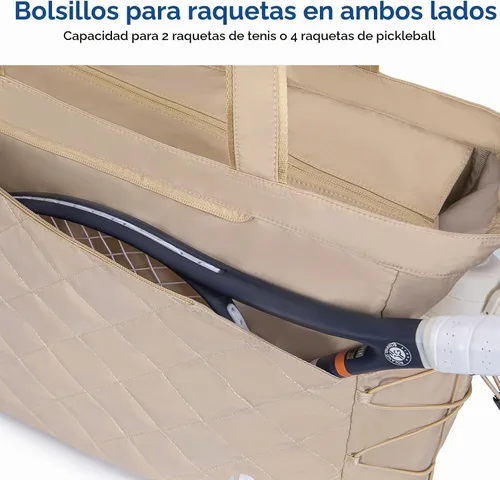 Vista 2 de KAVIGOR Bolsa de tenis con compartimento para zapatos - Bolsa extragrande acolchada para pickleball con capacidad para 2-4 raquetas, resistente al