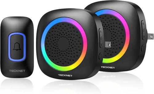 Vista 10 de TeckNet - Timbre de puerta inalámbrico, impermeable, funciona a 1000 pies con 38 melodías, 4 niveles de volumen y flash de luz LED (blanco)