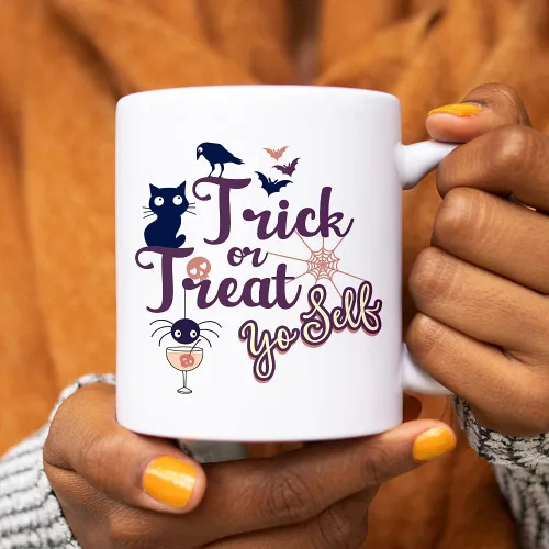 Vista 2 de Divertida taza de café para Halloween, otoño, temporada de otoño, taza de café, regalo para amiga, mamá, hermana, compañera de trabajo
