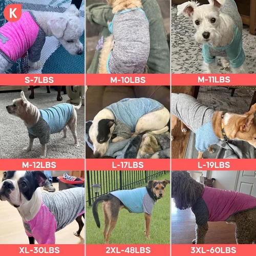Vista 5 de KYEESE Paquete de 2 camisas para perro con mangas, camisetas ligeras de protección solar de secado rápido para perros pequeños con piel sensible