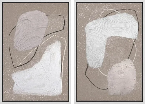 Vista 110 de SIGNWIN Lienzo enmarcado para pared, ilustraciones abstractas texturizadas en tonos beige terrosos, arte moderno, decorativo, contemporáneo
