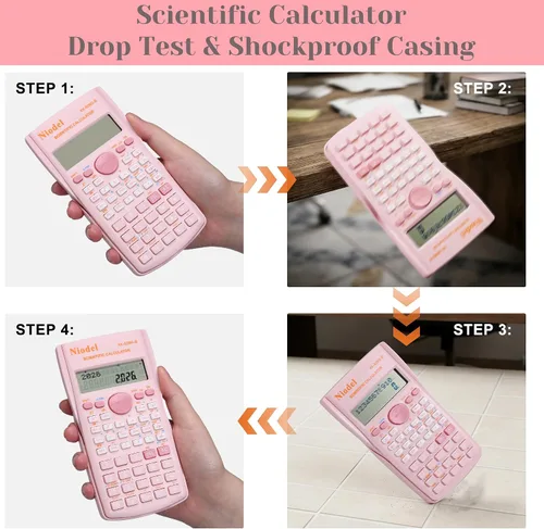 Vista 4 de Calculadora científica, Calculadora de dos líneas linda, Calculadora de matemáticas con función para estudiantes de álgebra y geometría, Calculadora