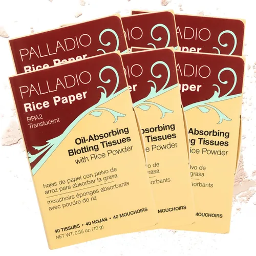 Vista 16 de Palladio Papel de arroz facial para piel grasa, hojas de secado facial hechas de arroz natural, papel absorbente de aceite con polvo de arroz, 2