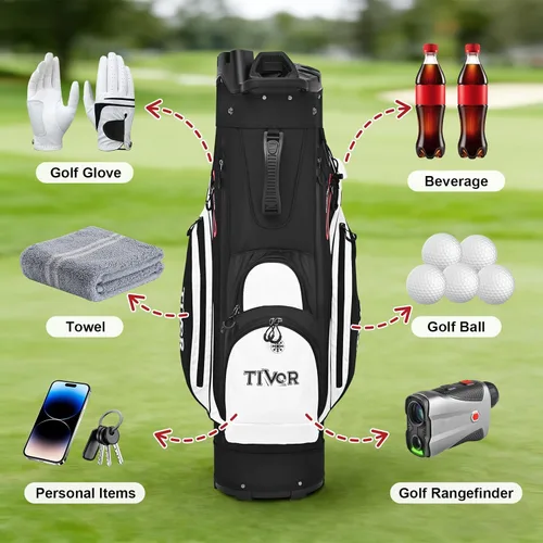 Vista 7 de TIVOR 2026 T-Lock Golf Cart Bag-14-Way Full-Length Dividers,9 Pockets, Easy-Access Handle & Ergonomic Straps Perfect for Cart & Walking, Includes