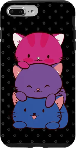 Vista 12 de Funda para iPhone 16 Bisexual Pride Kawaii Kitty Cat Stack Anime
