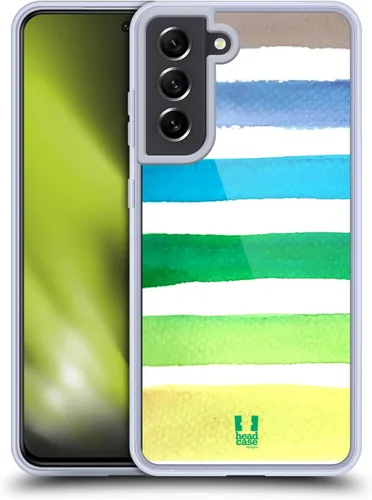 Vista 10 de Head Case Designs Funda de gel de rayas de acuarela de playa [protección de grado militar] compatible con Samsung Galaxy S21 FE 5G y compatible