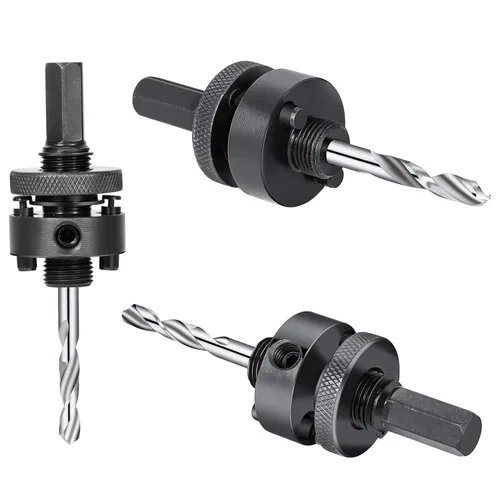 Vista 4 de Sierra de agujero de 4 pulgadas con eje – Estándar de acero resistente – 4 pulgadas para aserrar agujeros en madera normal, madera contrachapada