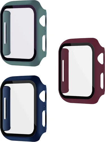 Vista 23 de Paquete de 3 fundas con protector de pantalla para Apple Watch de Negro + rosa intenso + morado oscuro