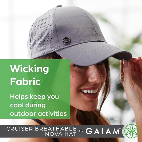 Vista 4 de Gaiam - Gorra transpirable para mujer, visera preformada, tamaño ajustable para correr