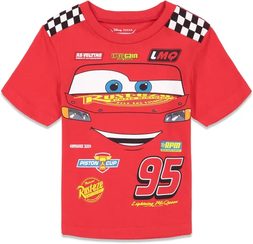 Vista 3 de Disney Cars - Conjunto de camiseta deportiva y pantalones cortos de malla, tallas de bebé a niño grande (18 meses - 10-12)