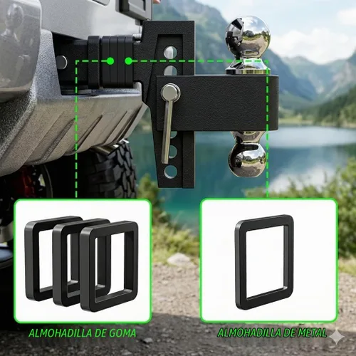 Vista 7 de VNN - Enganche de remolque ajustable: se adapta solo a receptor de 2 pulgadas, caída/elevación de 6 pulgadas, enganche de caída de aluminio, montaje