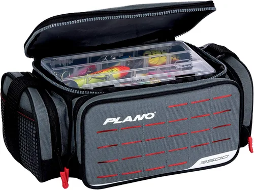 Vista 37 de Plano Bolsa de aparejos de pesca de vanguardia para fines de semana, base impermeable moldeada, almacenamiento espacioso, mangas de herramientas