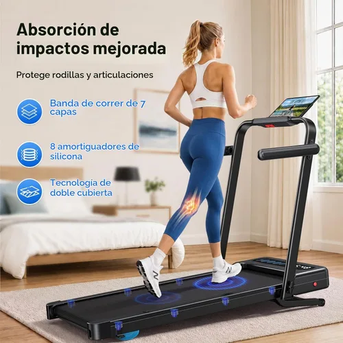Vista 8 de Cardirun Walking Pad with 12% Auto Incline & Handle Bar, Foldable Treadmill Negro