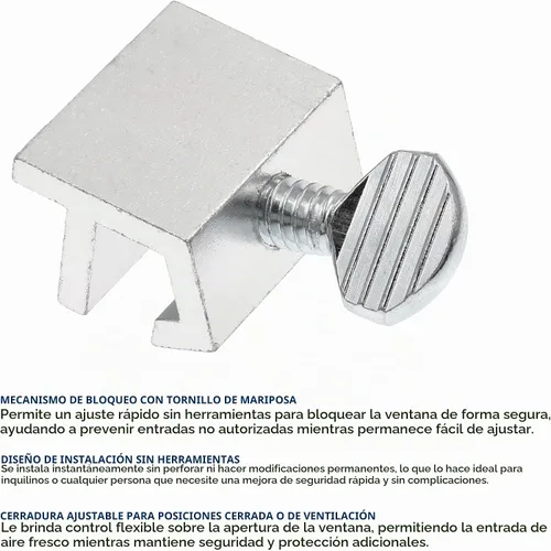 Vista 3 de Prime-Line Cerradura de seguridad de ventana deslizante para riel de 1/8 pulgadas, aluminio (paquete de 4)