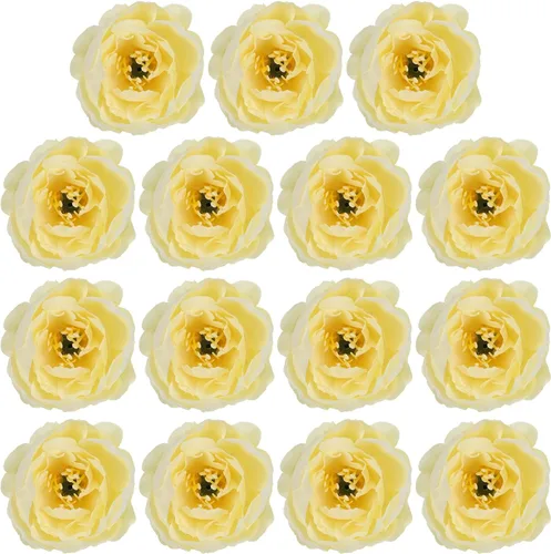 Vista 11 de PATIKIL Cabeza de flores artificiales, 15 cabezas de flores falsas, cabezas de peonía de seda a granel, flores de simulación para ramos de flores
