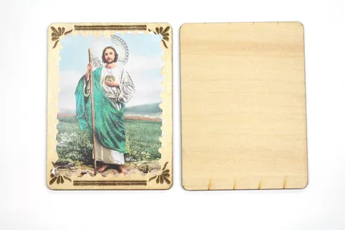 Vista 3 de Ooki 12 piezas de madera con soporte St. Jude San Judas Joseph, centros de mesa de fiesta para bautismo, primera comunión, decoraciones de mesa