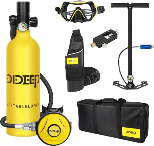 Vista 8 de DIDEEP Tanque de buceo, mini tanque de buceo de 1 litro, soporte de alrededor de 15-20 minutos de respiración subacuática portátil, tanque de pulmón