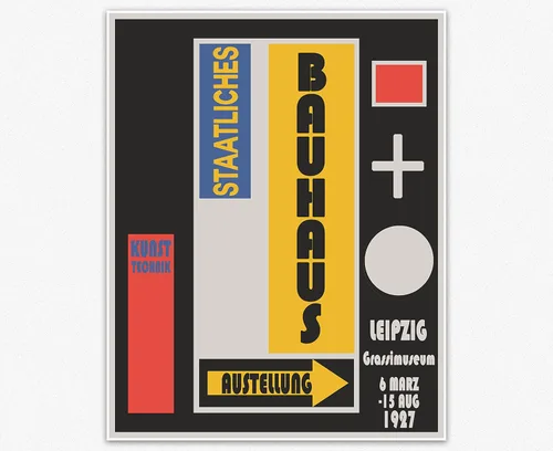 Vista 7 de Wallbuddy Bauhaus - Decoración estética de habitación, arte abstracto para pared, exposición Bauhaus, colorido collage geométrico abstracto Bauhaus