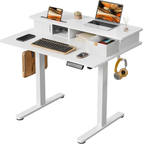 Vista 12 de JOY Worker - Escritorio eléctrico de pie de 35 pulgadas con estante de Gris