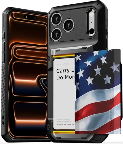Vista 14 de VRS DESIGN Damda Glide Pro - Funda para iPhone 12 Pro Max, con [4 tarjetas] Premium Robusta [Semiautomática] Funda para tarjeta de crédito