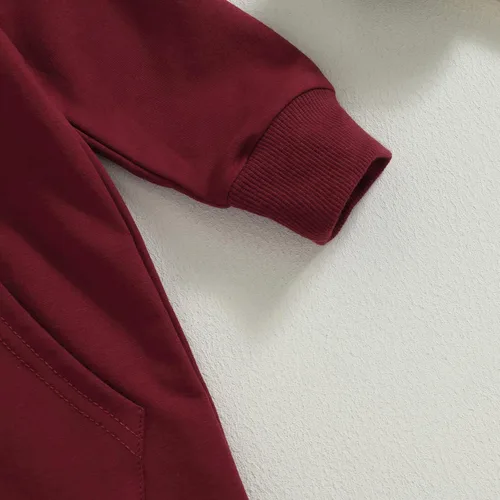 Vista 6 de AEEMCEM Mameluco de manga larga con capucha para bebé recién nacido, color liso, con cremallera, para otoño e invierno